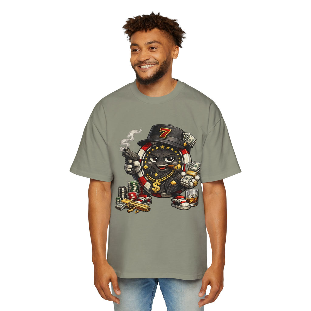 Gangster Poker chip Graphic Tee — Men's Oversized Streetwear Shirt