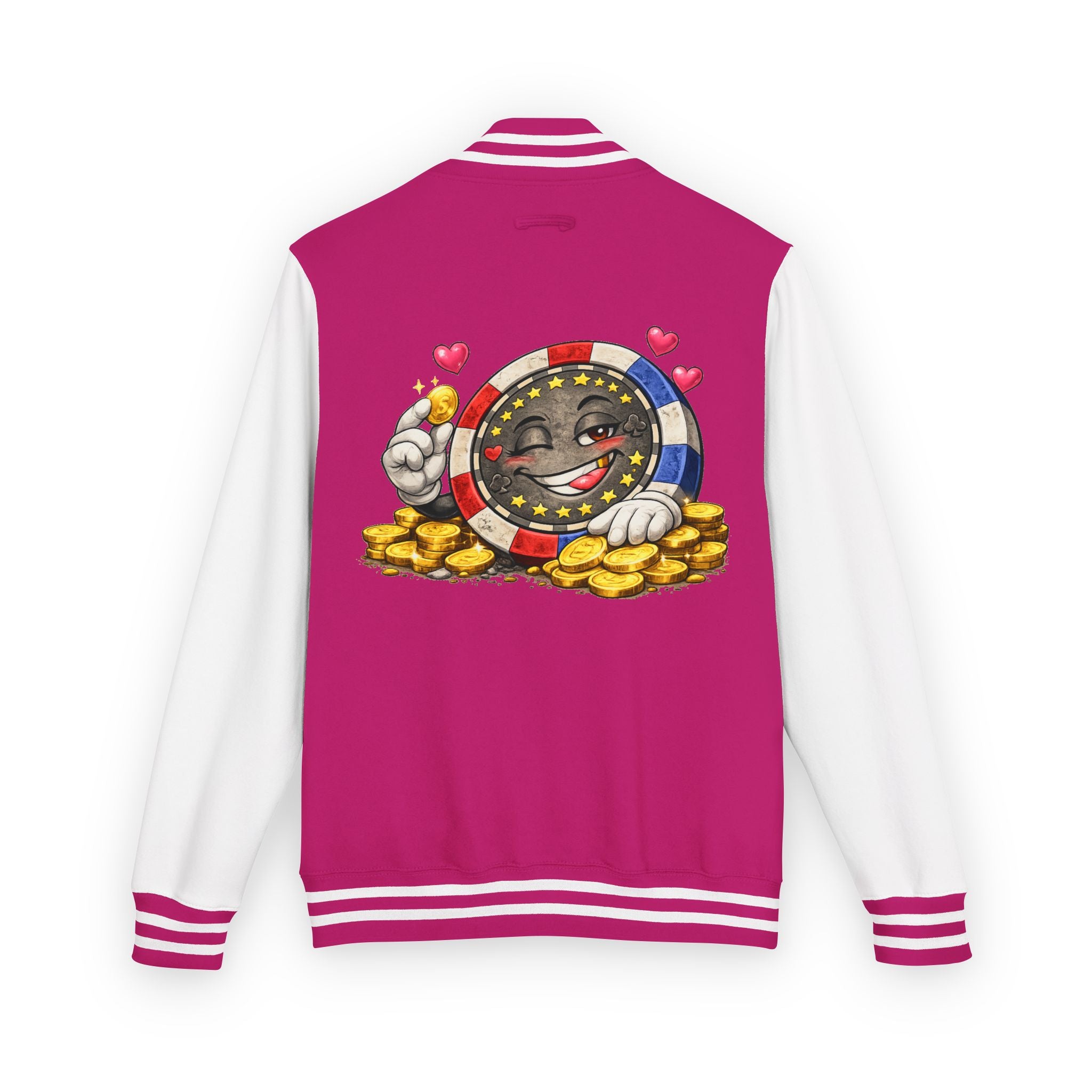 Casino Chip Varsity Jacket — Cute Lucky Chip Design