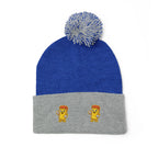 Embroidered Gold Fry Pom-Pom Beanie