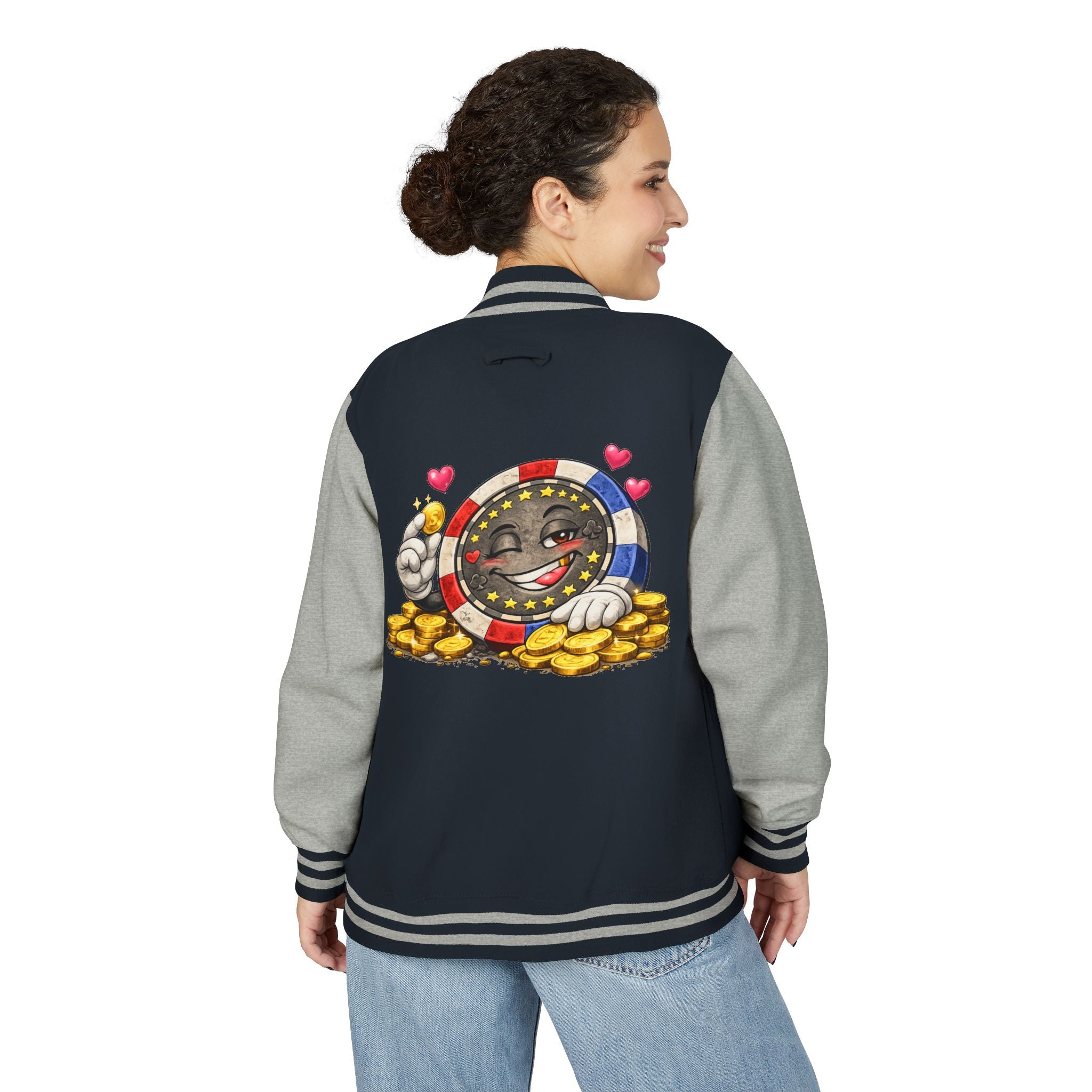 Casino Chip Varsity Jacket — Cute Lucky Chip Design