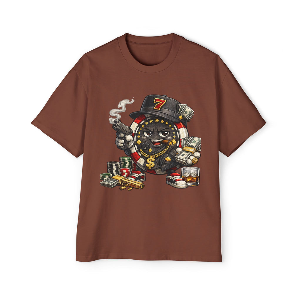 Gangster Poker chip Graphic Tee — Men's Oversized Streetwear Shirt