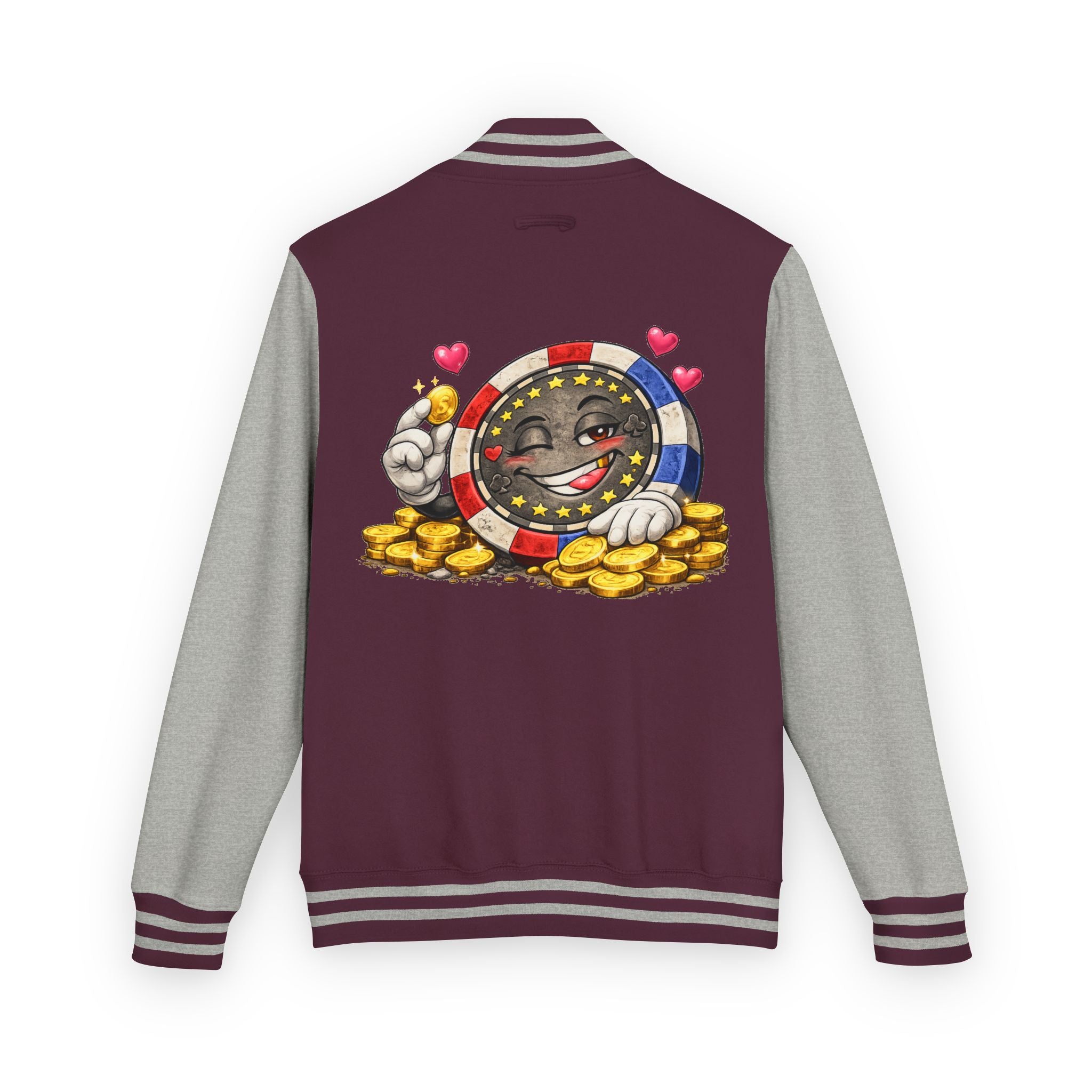 Casino Chip Varsity Jacket — Cute Lucky Chip Design