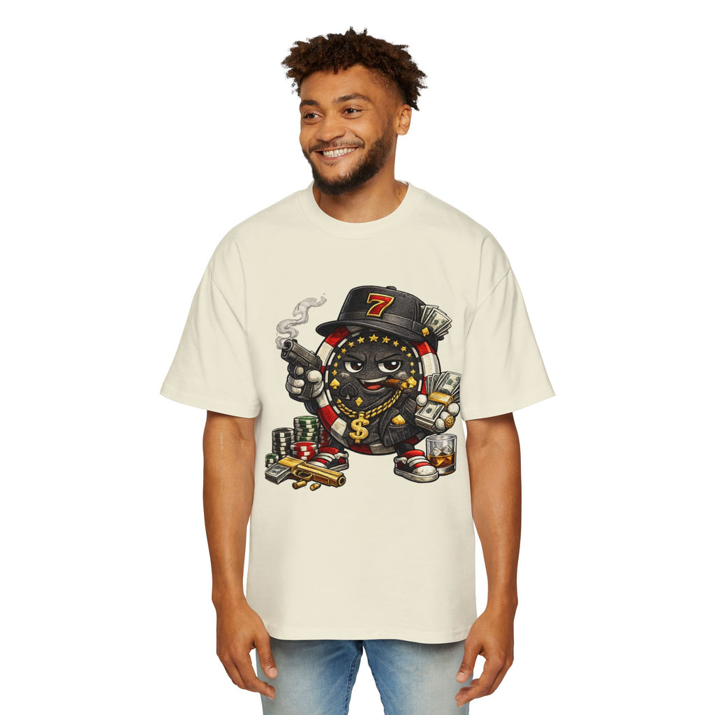 Gangster Poker chip Graphic Tee — Men's Oversized Streetwear Shirt