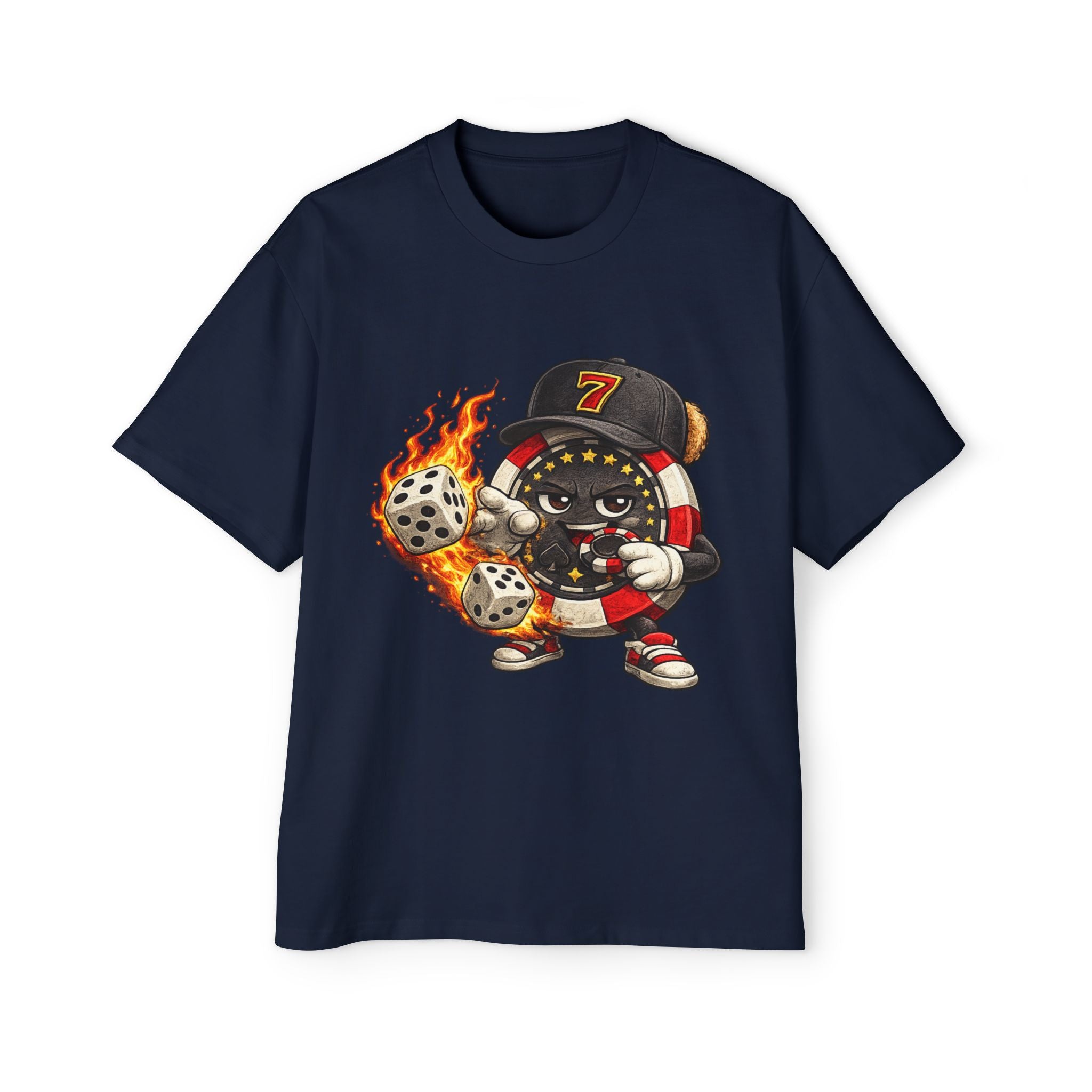 Graphic Tee — Flaming Poker Chip Mascot  Character