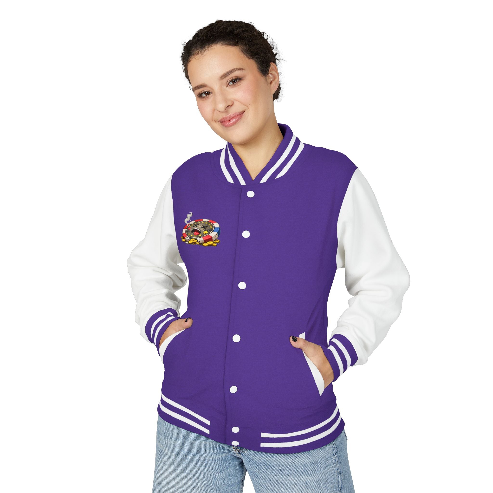 Casino Chip Varsity Jacket — Cute Lucky Chip Design
