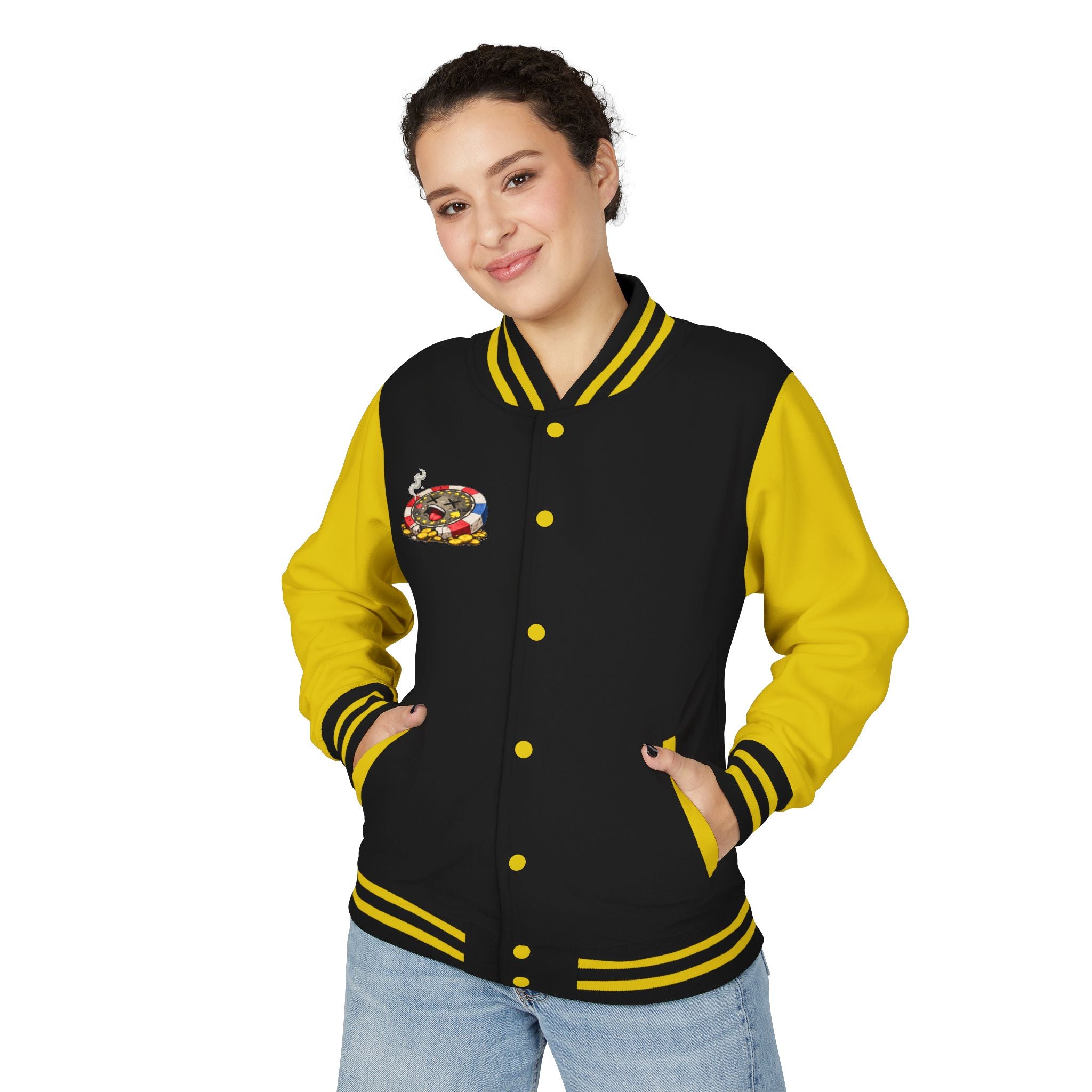 Casino Chip Varsity Jacket — Cute Lucky Chip Design