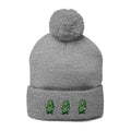 Pickle Pom-Pom Knit Cap — Cute Embroidered Dancing Pickles Winter Beanie