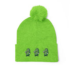 Pickle Pom-Pom Knit Cap — Cute Embroidered Dancing Pickles Winter Beanie