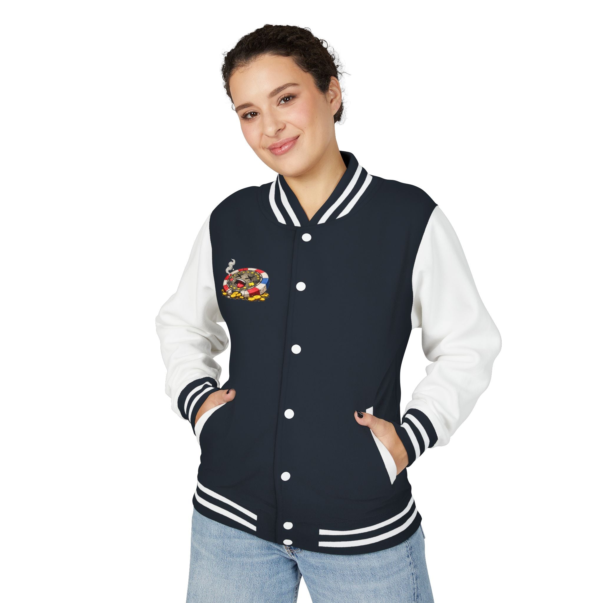 Casino Chip Varsity Jacket — Cute Lucky Chip Design