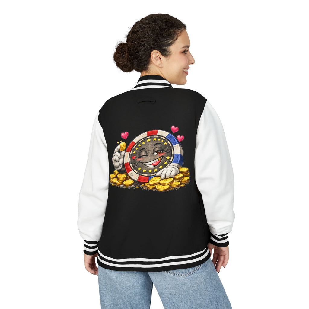 Casino Chip Varsity Jacket — Cute Lucky Chip Design