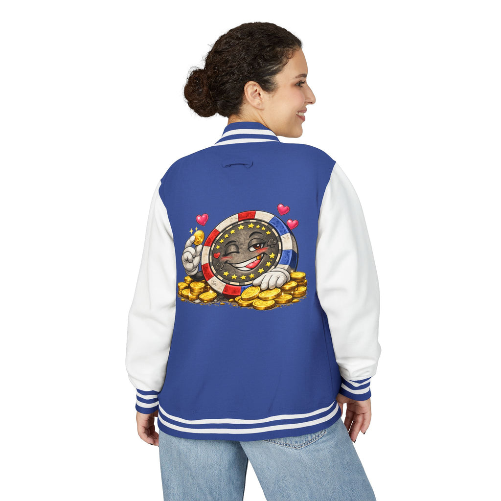 Casino Chip Varsity Jacket — Cute Lucky Chip Design