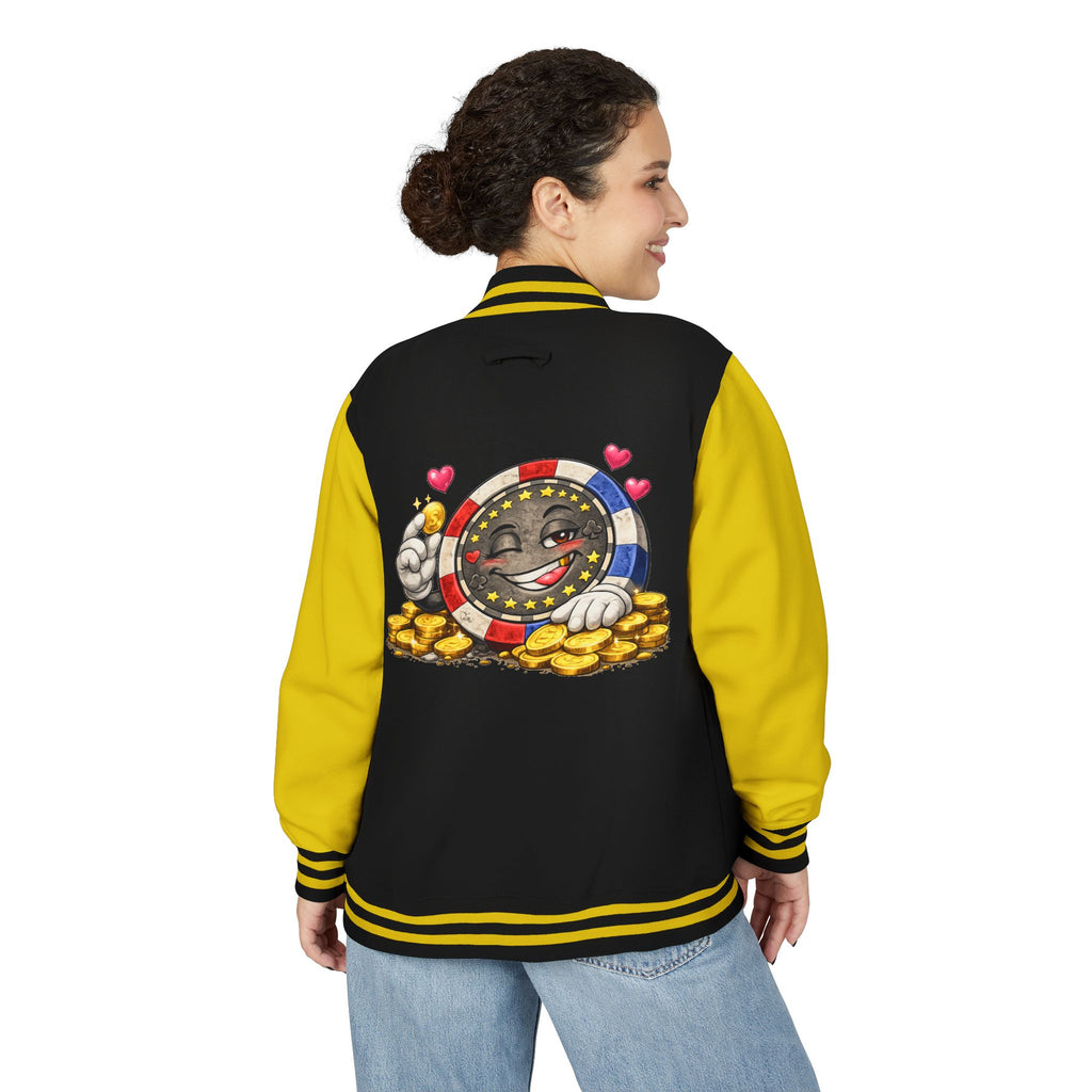 Casino Chip Varsity Jacket — Cute Lucky Chip Design
