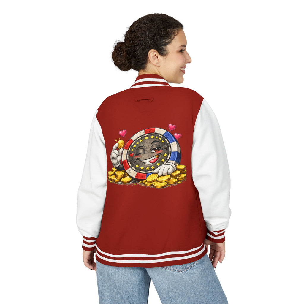 Casino Chip Varsity Jacket — Cute Lucky Chip Design