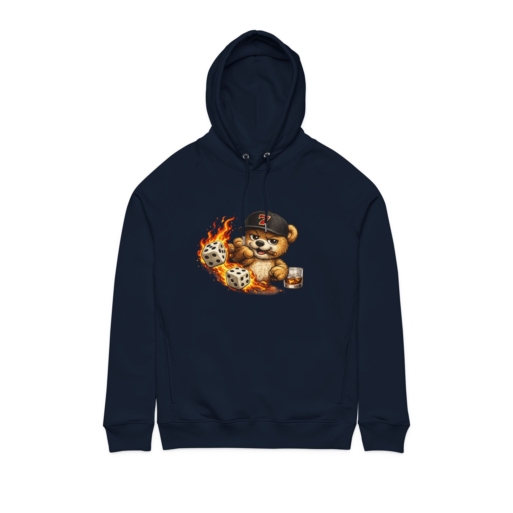 Bear with Dice & Drink Hoodie - Retro Cute Casino Vibe