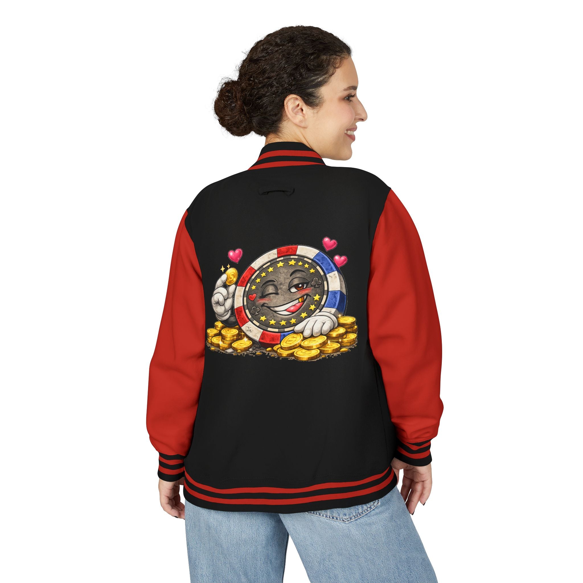 Casino Chip Varsity Jacket — Cute Lucky Chip Design