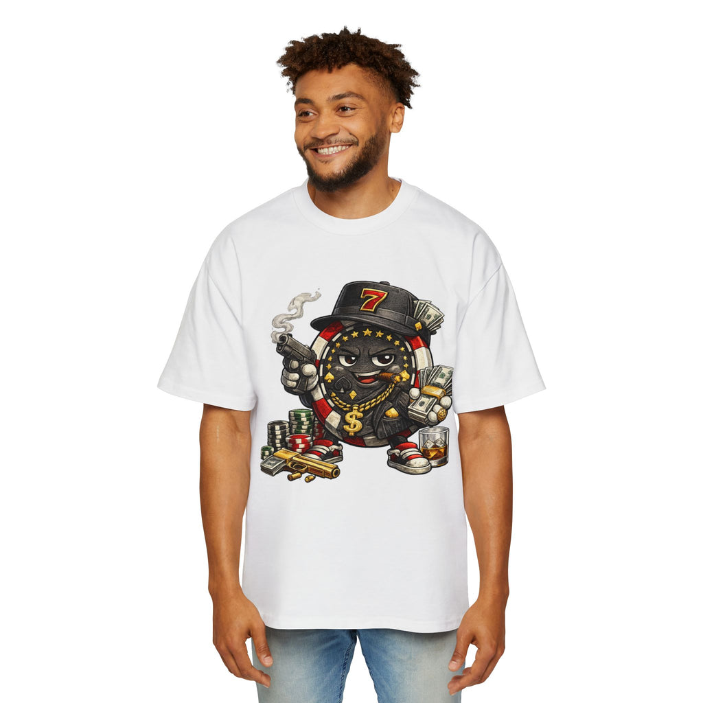 Gangster Poker chip Graphic Tee — Men's Oversized Streetwear Shirt