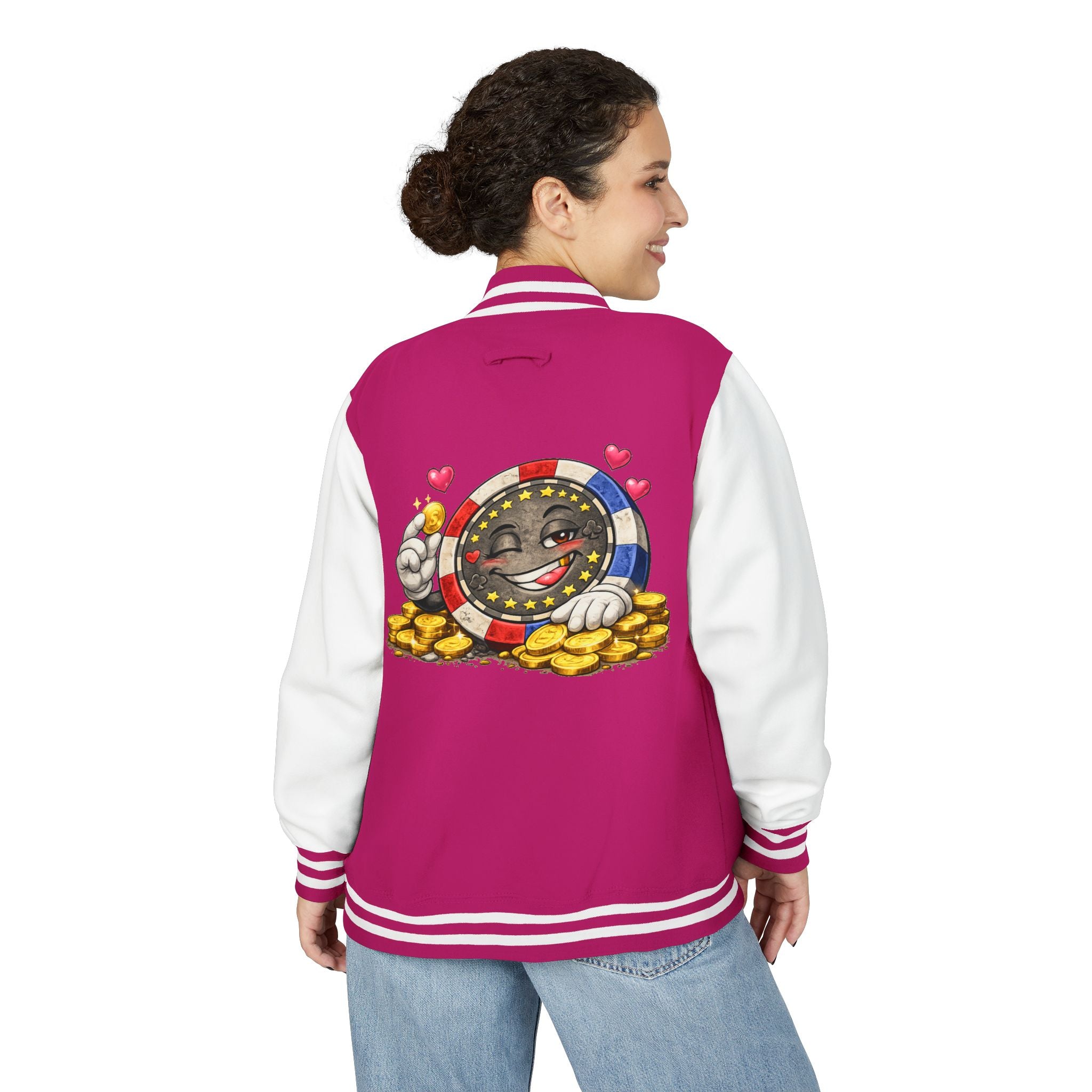 Casino Chip Varsity Jacket — Cute Lucky Chip Design