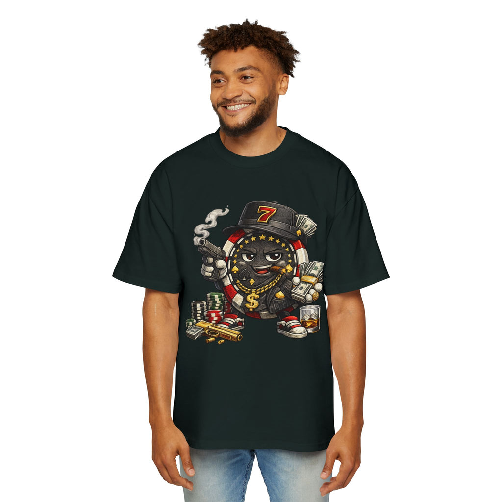 Gangster Poker chip Graphic Tee — Men's Oversized Streetwear Shirt