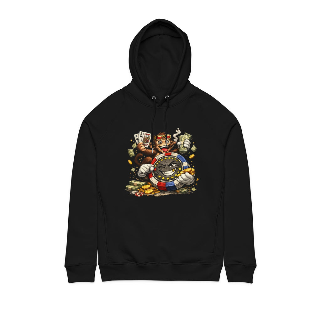 Degen Monkey Hoodie — Poker Chips, Cards & Cash Graphic Pullover