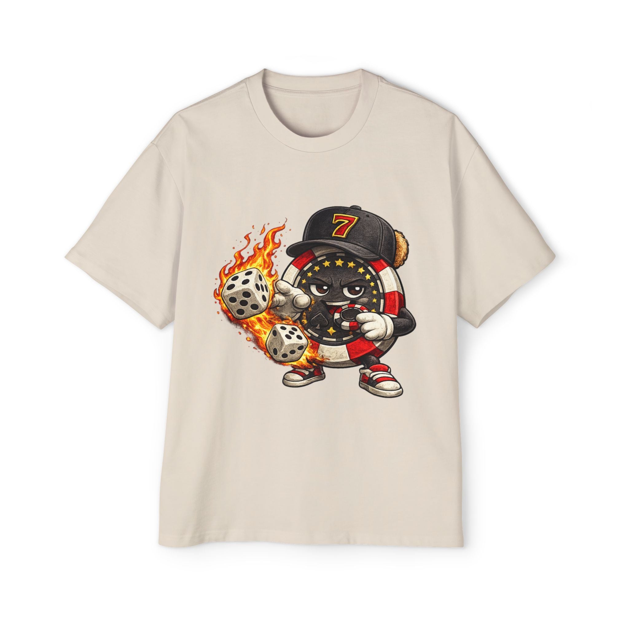 Graphic Tee — Flaming Poker Chip Mascot  Character