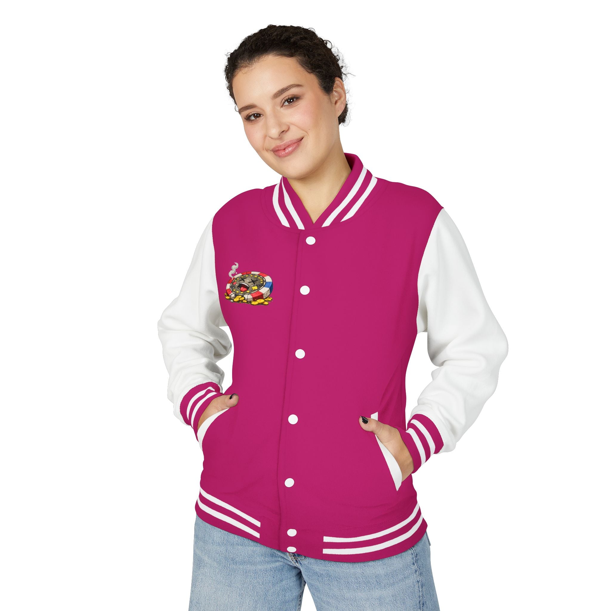 Casino Chip Varsity Jacket — Cute Lucky Chip Design