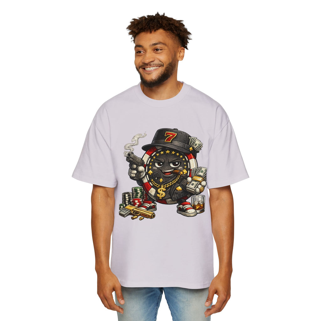 Gangster Poker chip Graphic Tee — Men's Oversized Streetwear Shirt