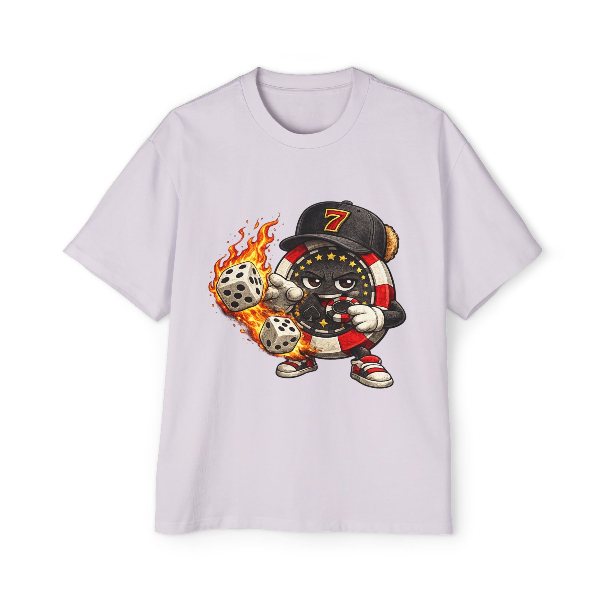Graphic Tee — Flaming Poker Chip Mascot  Character