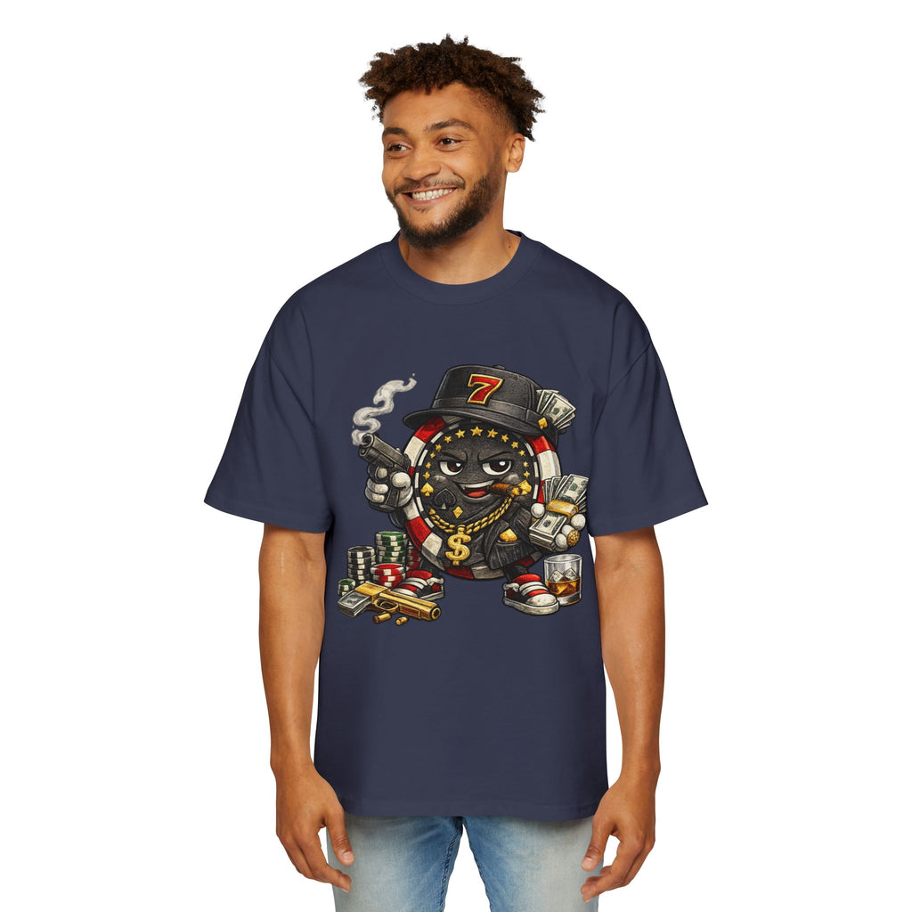 Gangster Poker chip Graphic Tee — Men's Oversized Streetwear Shirt