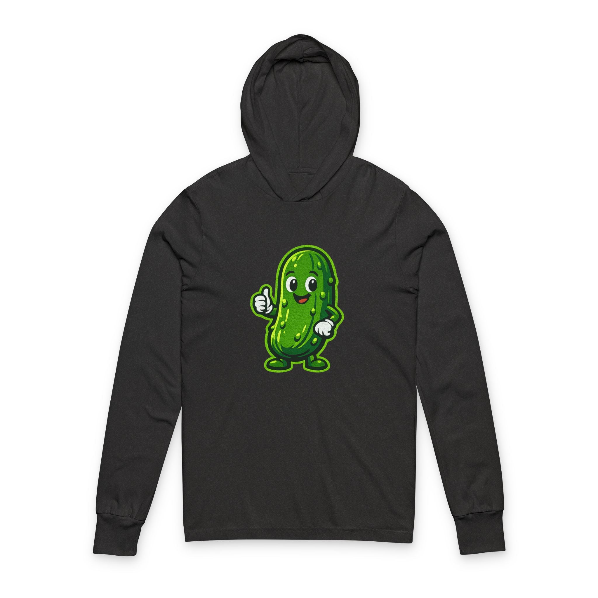 Pickle Buddy Hooded Long-Sleeve Tee — Cute Cartoon Pickle Graphic
