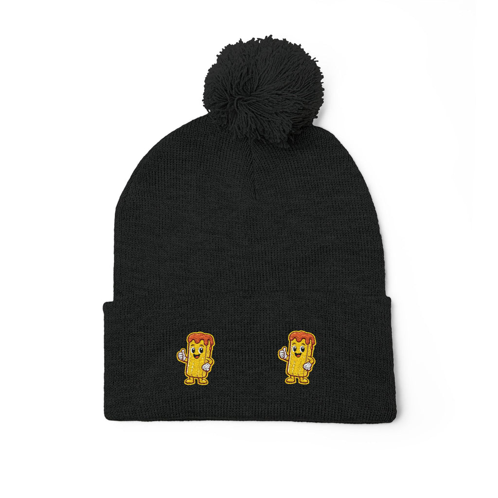 Embroidered Gold Fry Pom-Pom Beanie