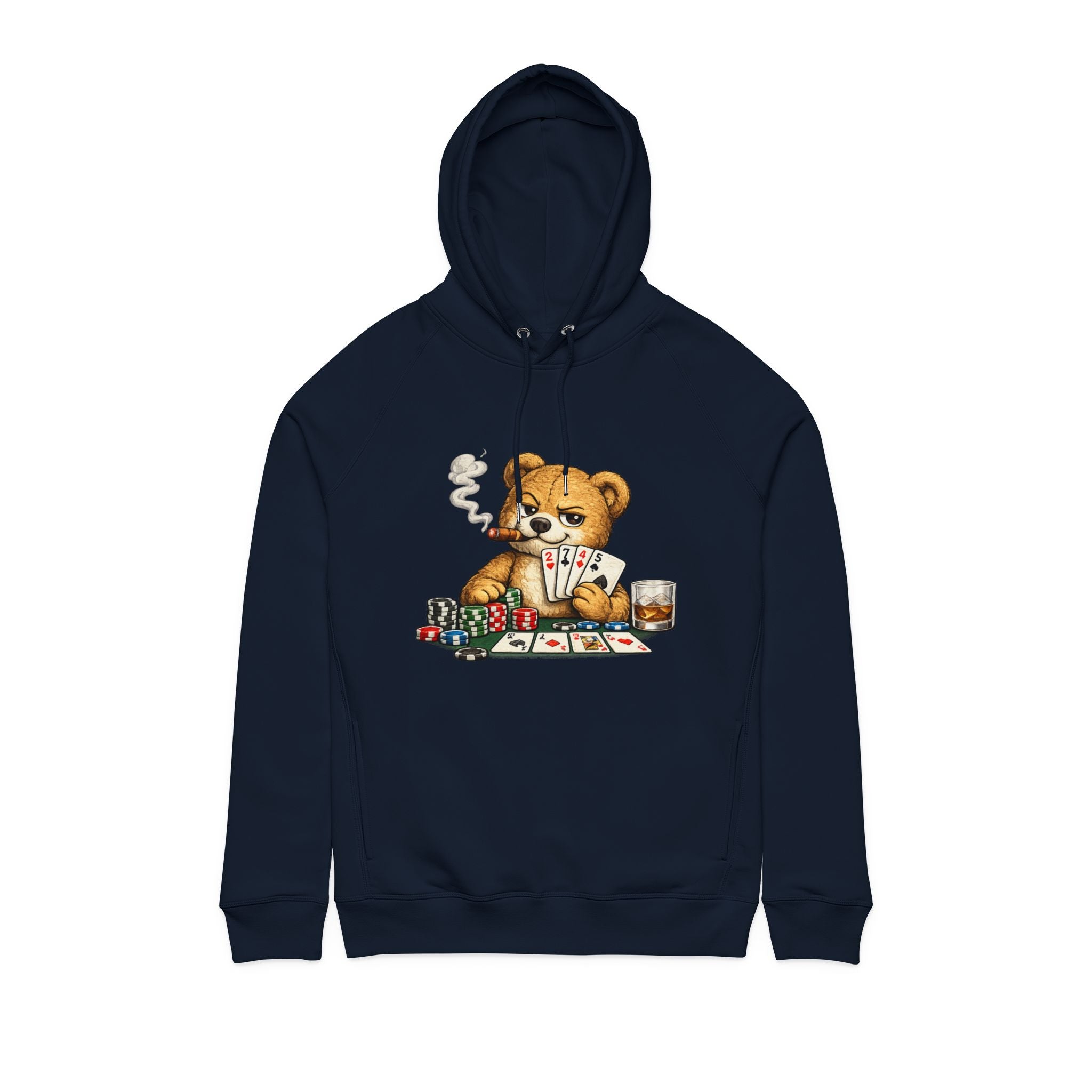Poker Bear Hoodie – Teddy Playing Cards & Chips Graphic Pullover