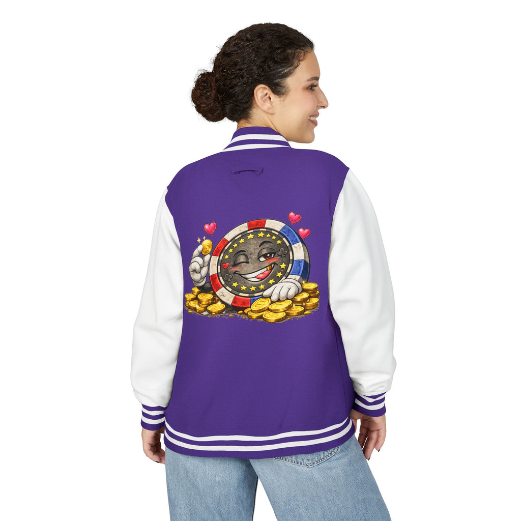 Casino Chip Varsity Jacket — Cute Lucky Chip Design