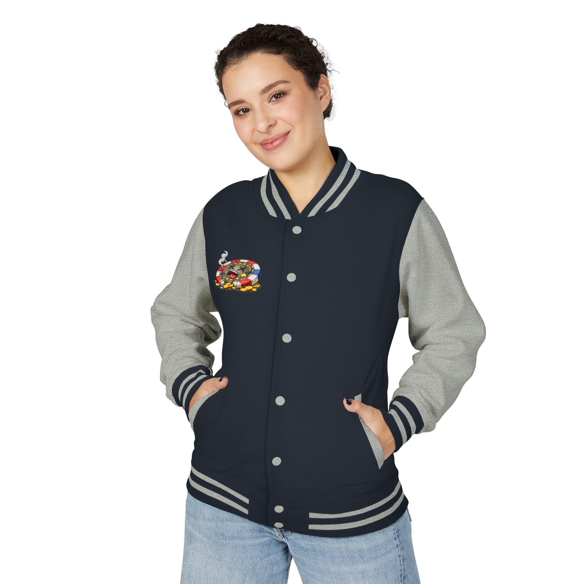 Casino Chip Varsity Jacket — Cute Lucky Chip Design