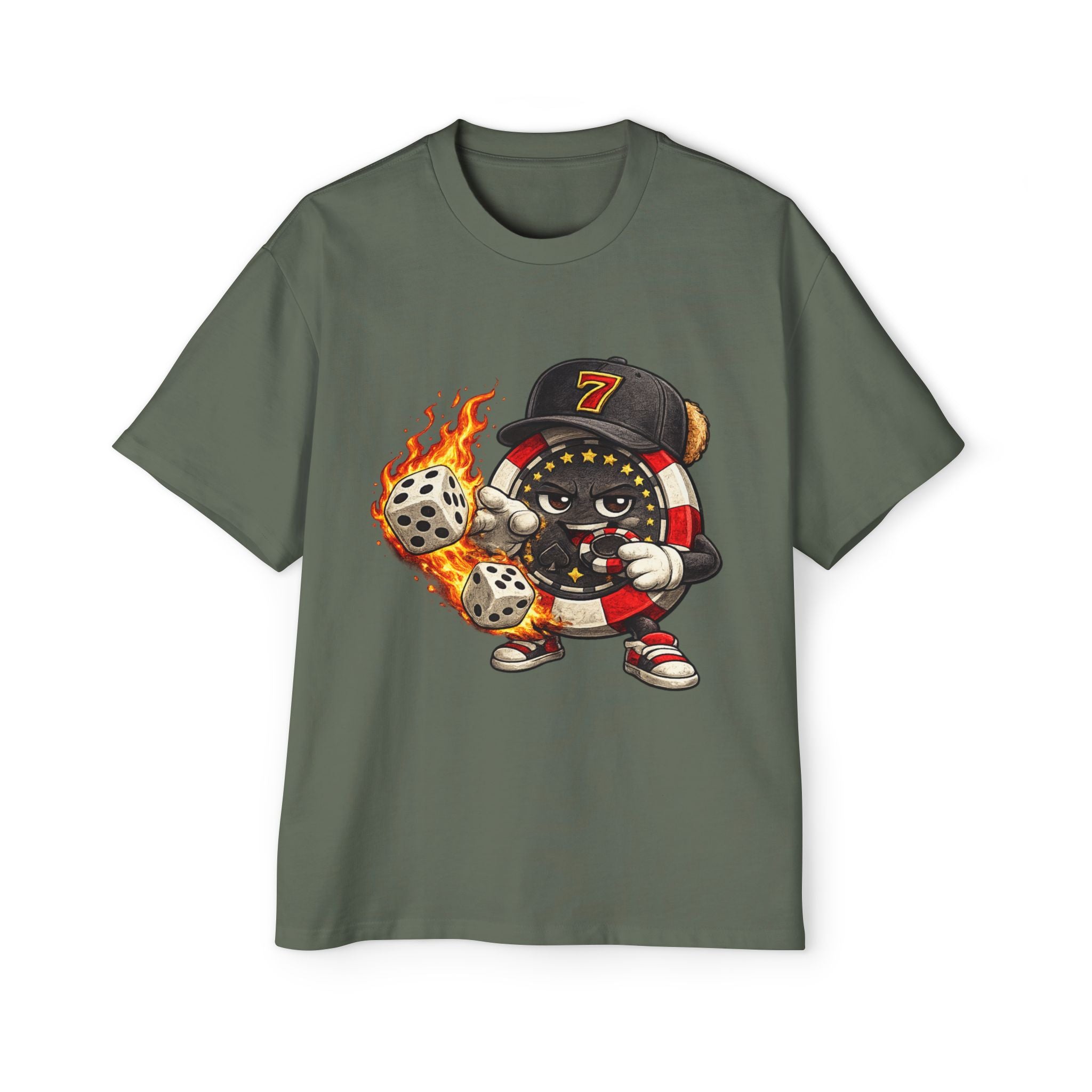 Graphic Tee — Flaming Poker Chip Mascot  Character