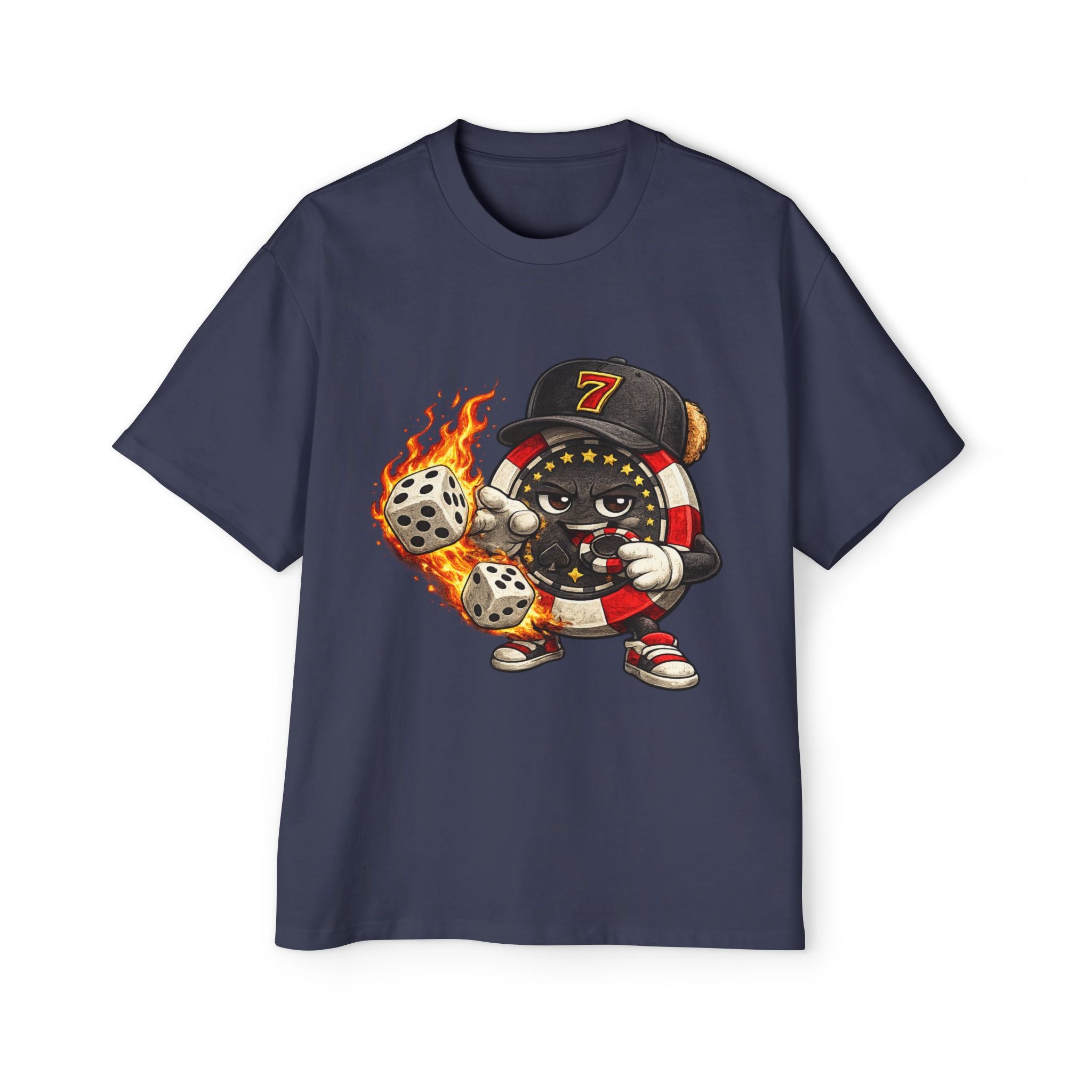Graphic Tee — Flaming Poker Chip Mascot  Character