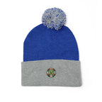 Embroidered Holiday Wreath Pom-Pom Beanie — Cozy Knit Winter Hat