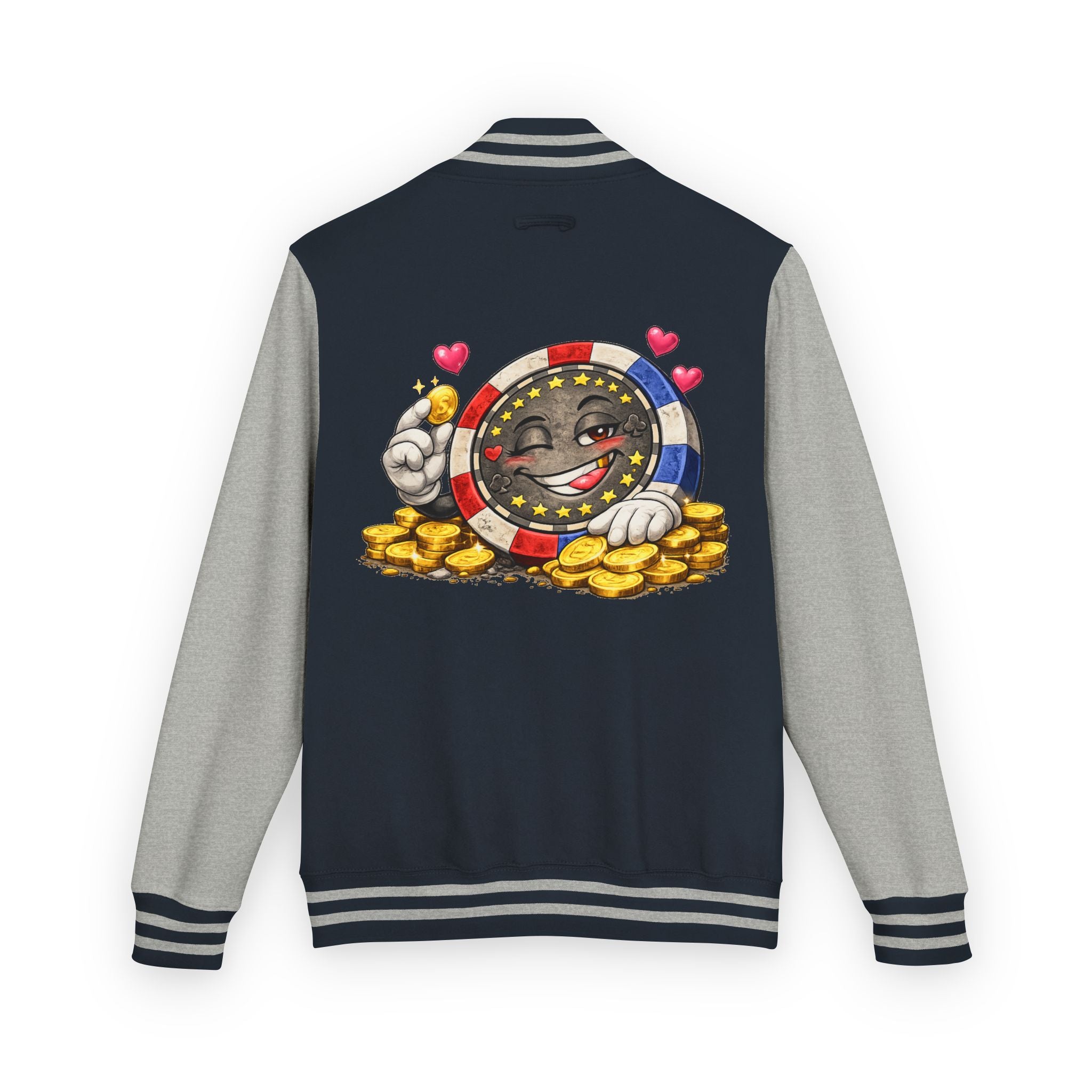 Casino Chip Varsity Jacket — Cute Lucky Chip Design