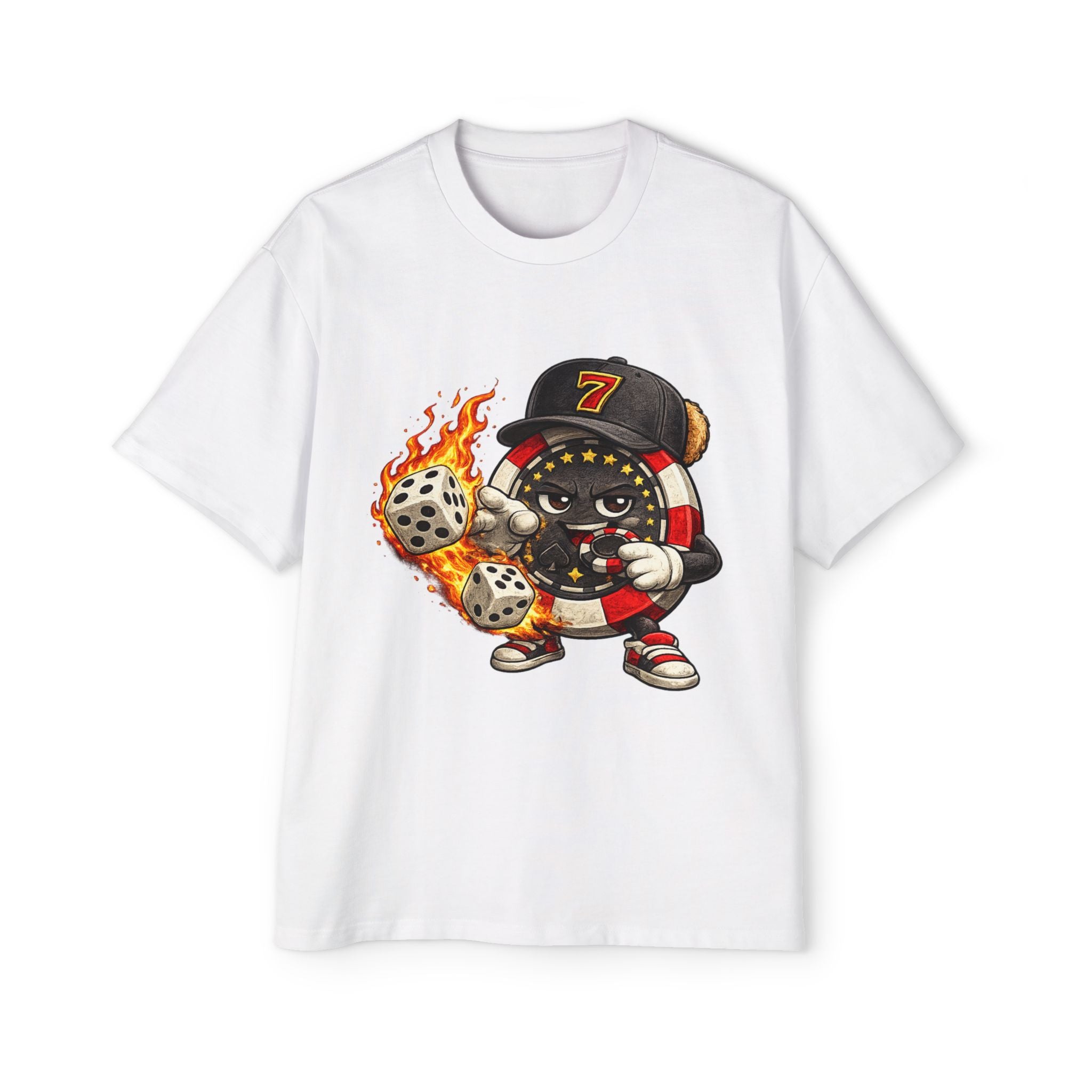 Graphic Tee — Flaming Poker Chip Mascot  Character