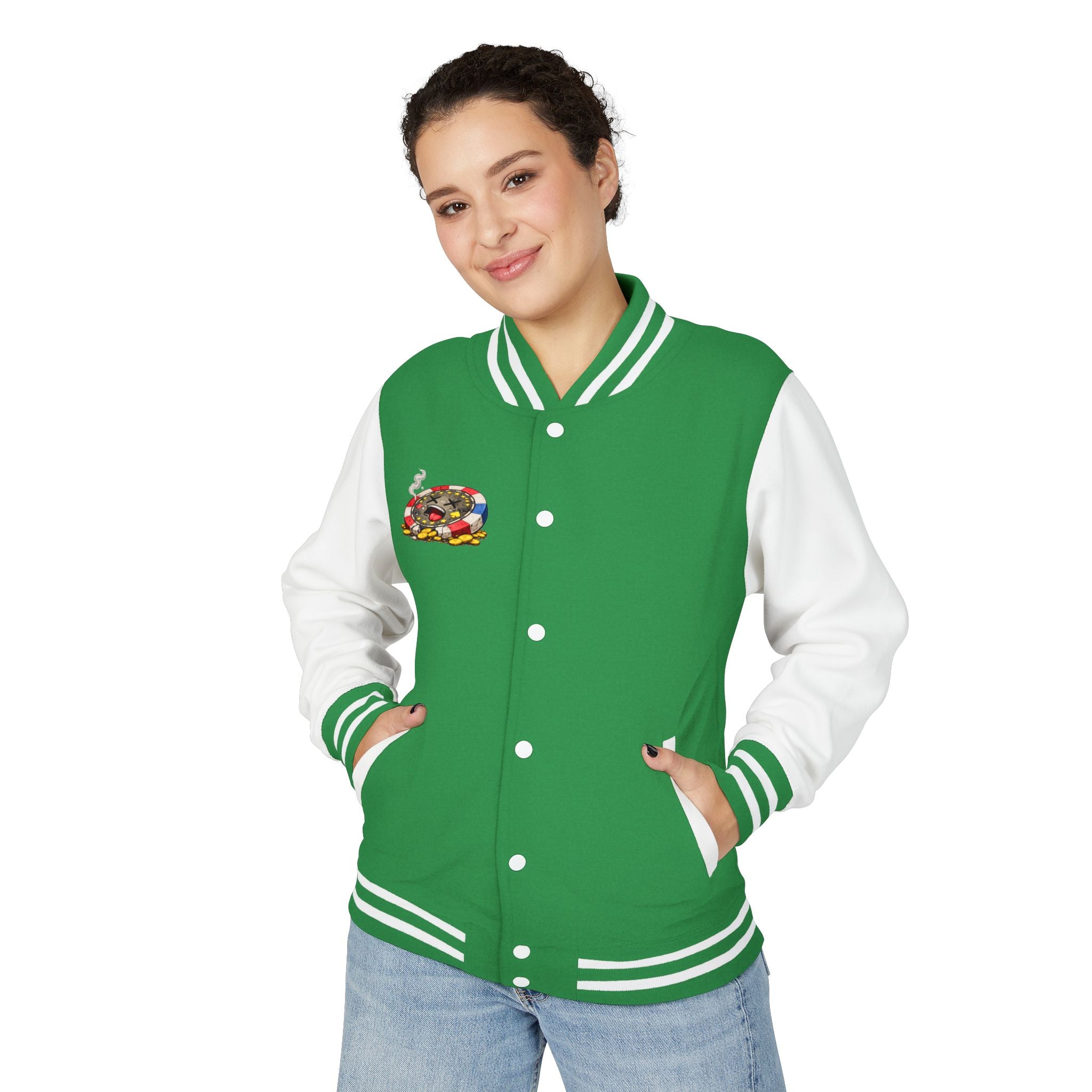 Casino Chip Varsity Jacket — Cute Lucky Chip Design