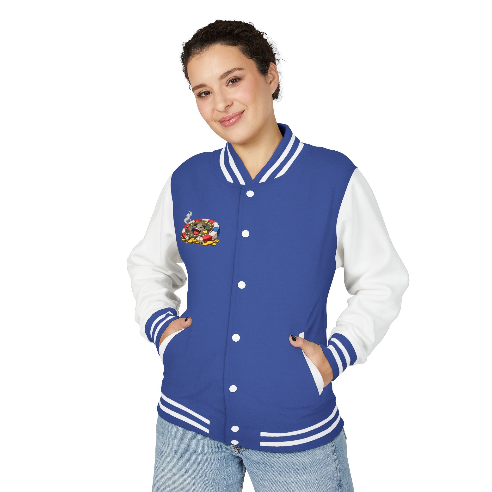 Casino Chip Varsity Jacket — Cute Lucky Chip Design