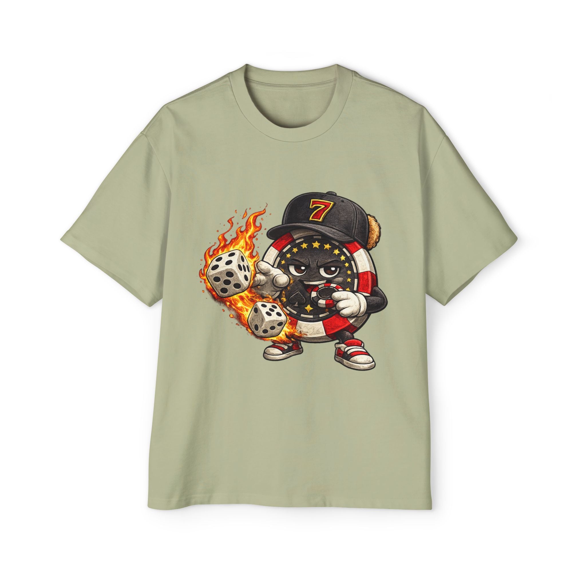 Graphic Tee — Flaming Poker Chip Mascot  Character