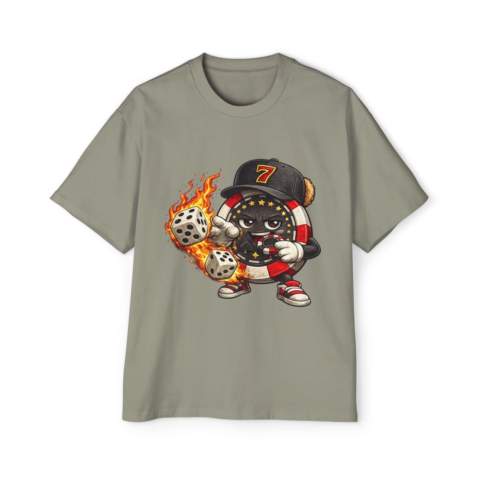 Graphic Tee — Flaming Poker Chip Mascot  Character