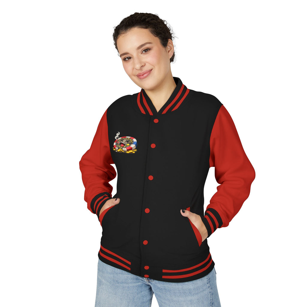 Casino Chip Varsity Jacket — Cute Lucky Chip Design