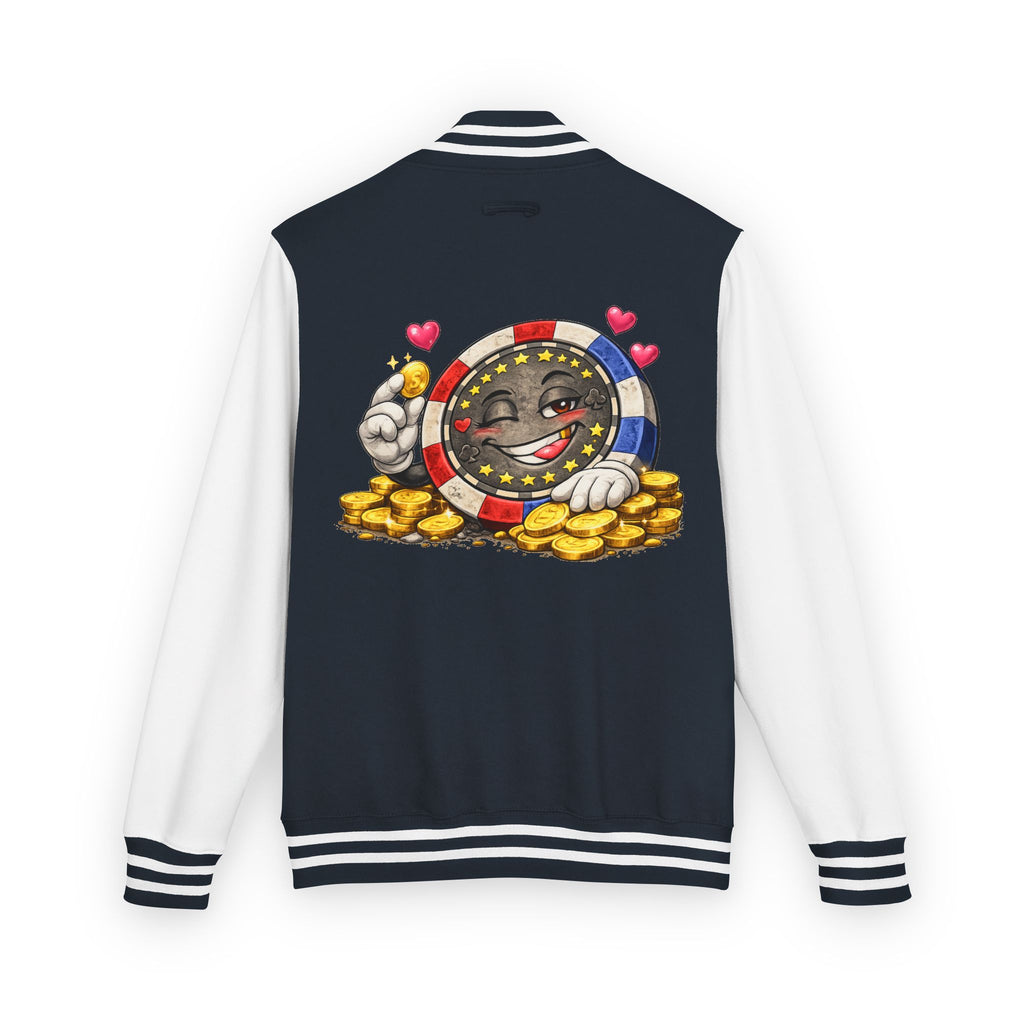Casino Chip Varsity Jacket — Cute Lucky Chip Design